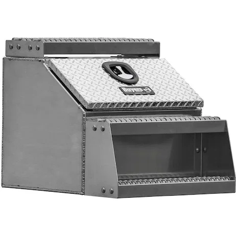 1705182 – BUYERS PROD Tool Box, HD Step Box Single Lid Smooth Body With Diamond Tread Steps Aluminum 28 Inch Overall ...